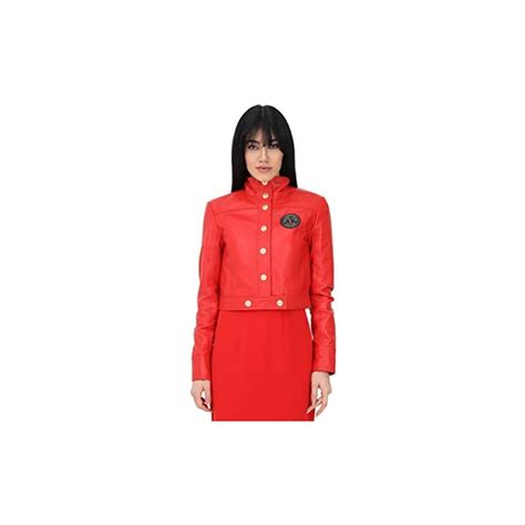 VERSACE JEANS COUTURE Giacca in pelle rossa da donna 